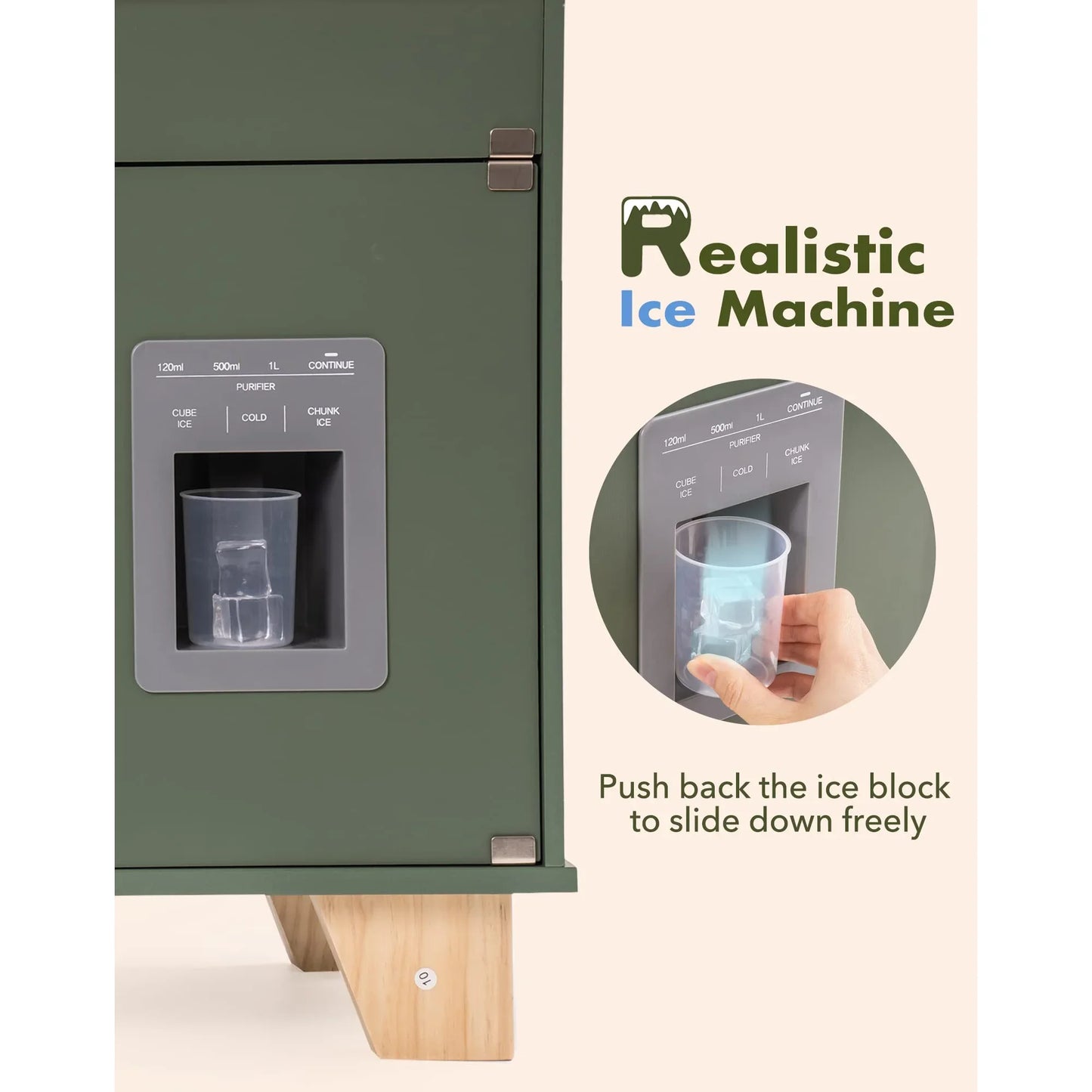Rolife Kids Kitchen Play Set With Ice Maker Wooden Toy