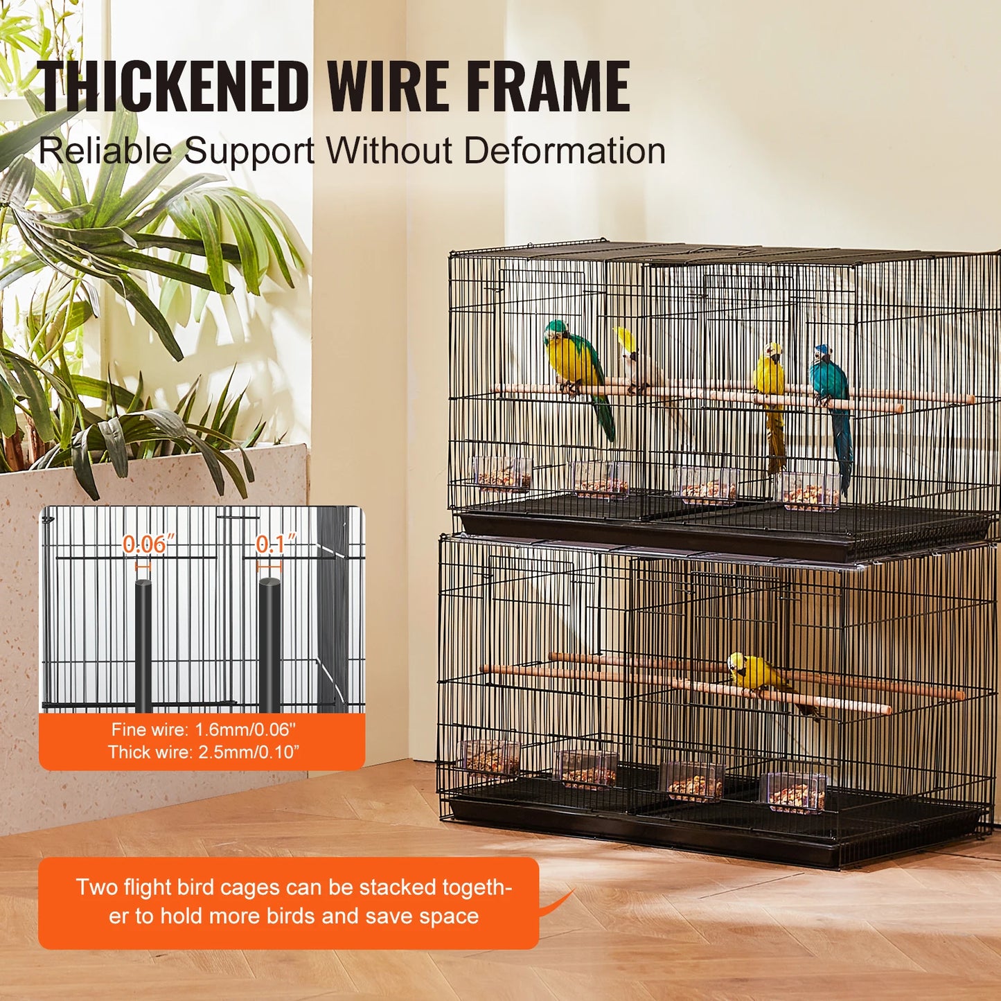SucceBuy Flight Bird Cage With Divider For Travel And Pets