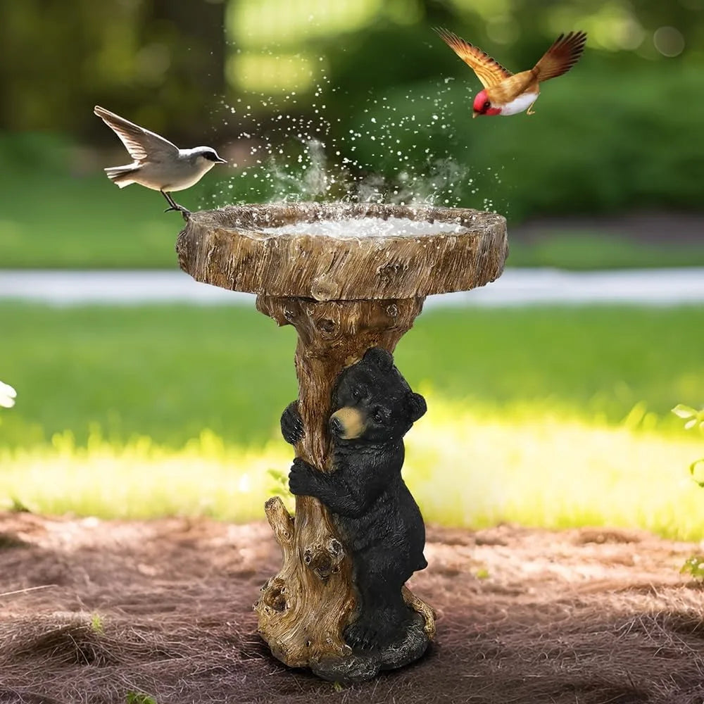 Hamiedun Pedestal Bird Bath For Garden Outdoor Resin Fiber