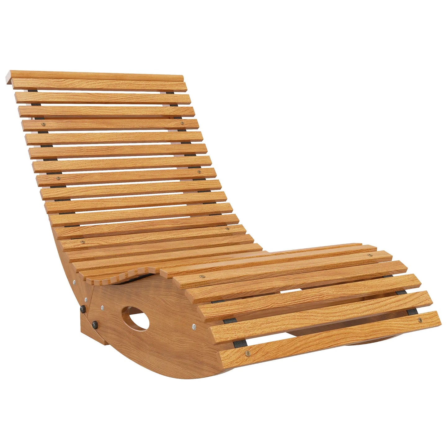 Outsunny Outdoor Rocking Chair With Slatted Teak Seat