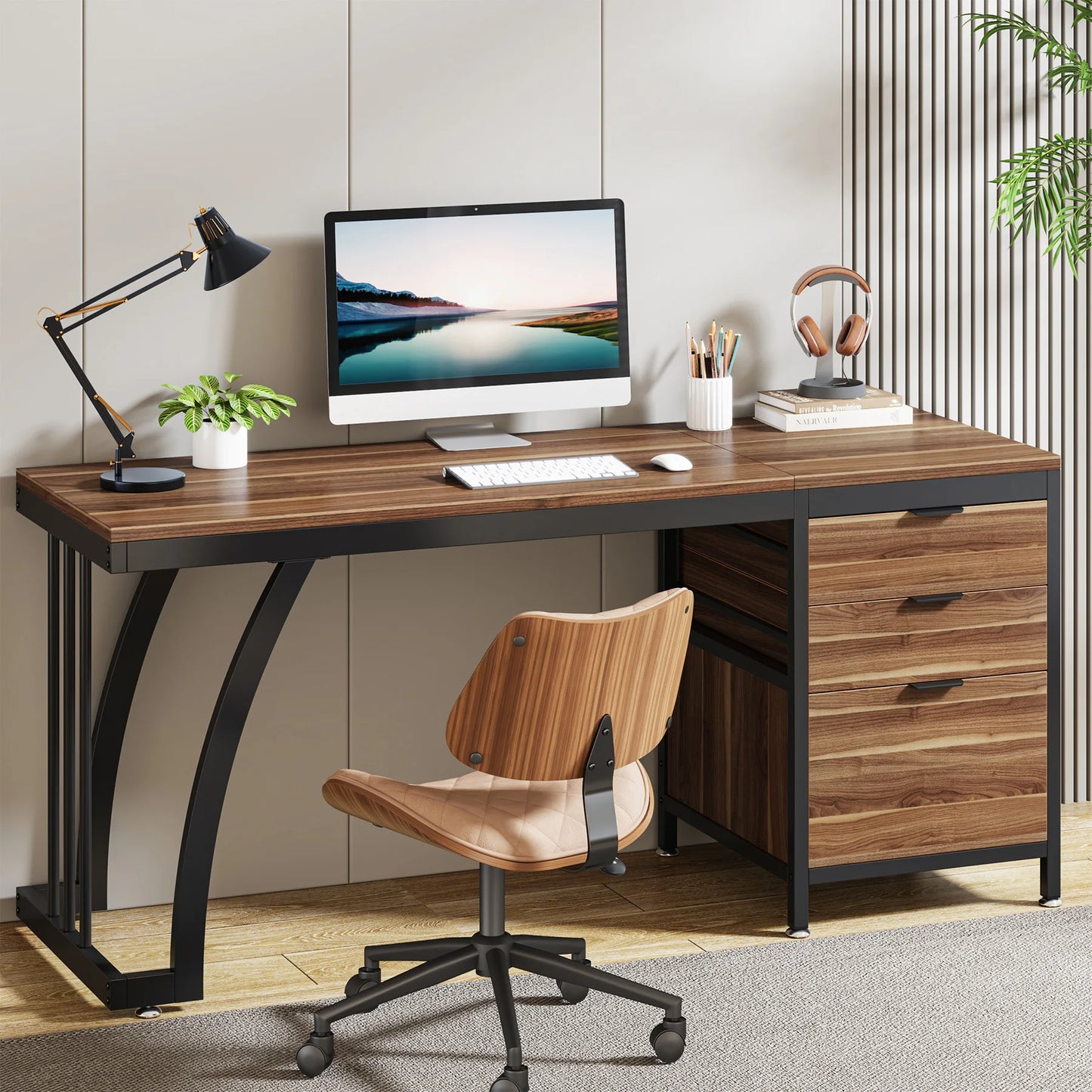 Tribesigns PC Desk With 3 Drawers and Reversible Drawers