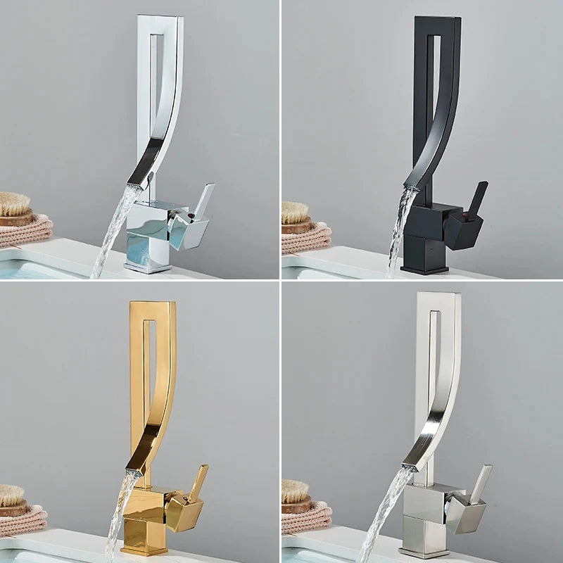 MYQualife Brass Deck Mounted Bathroom Basin Faucet Mixer Tap