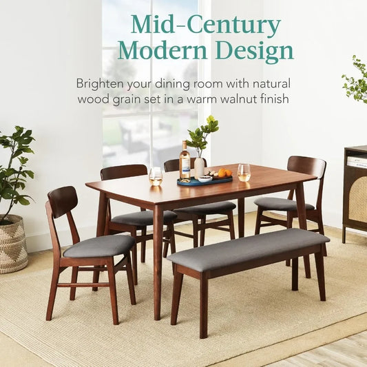 Best Choice Products Dining Set Mid-Century Table and Upholstered Chairs