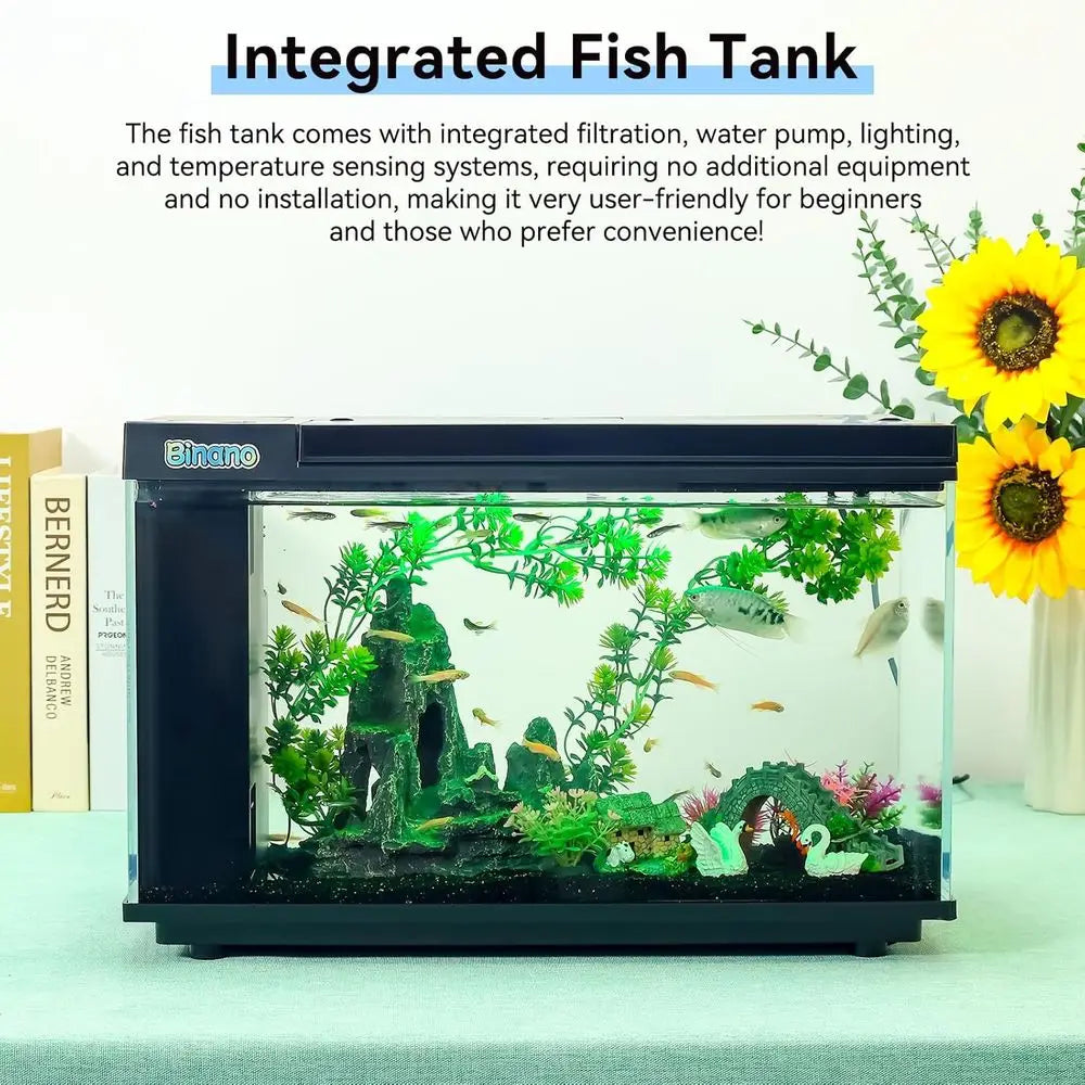 Rectangular Glass Fish Tank Kit With Temp Display And 3 Speed Pump