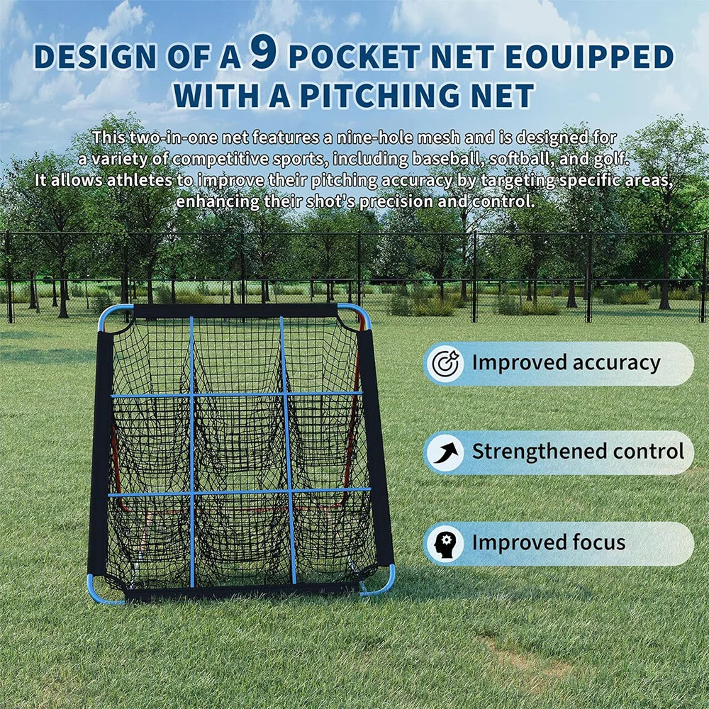 HiMISS Baseball Softball Rebounder Net 9 Hole Strike Zone