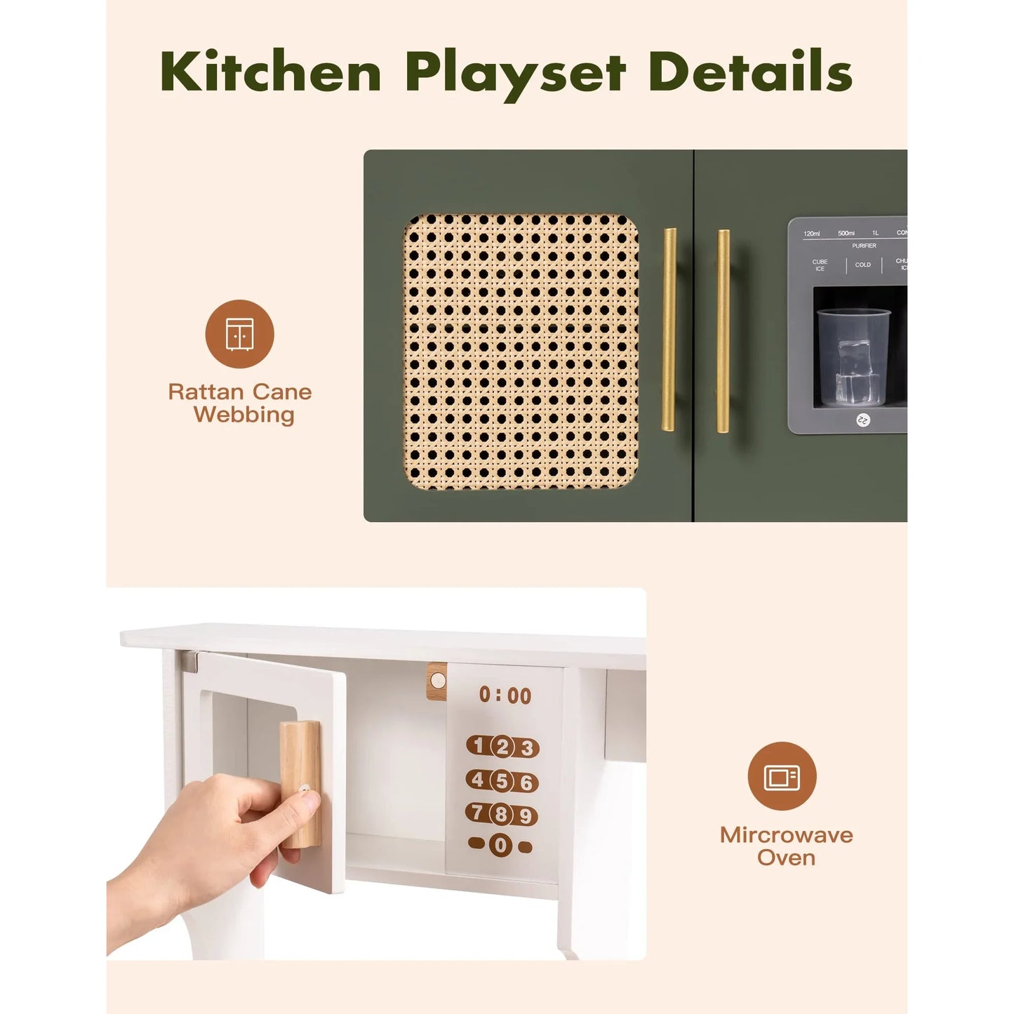 Rolife Kids Kitchen Play Set With Ice Maker Wooden Toy