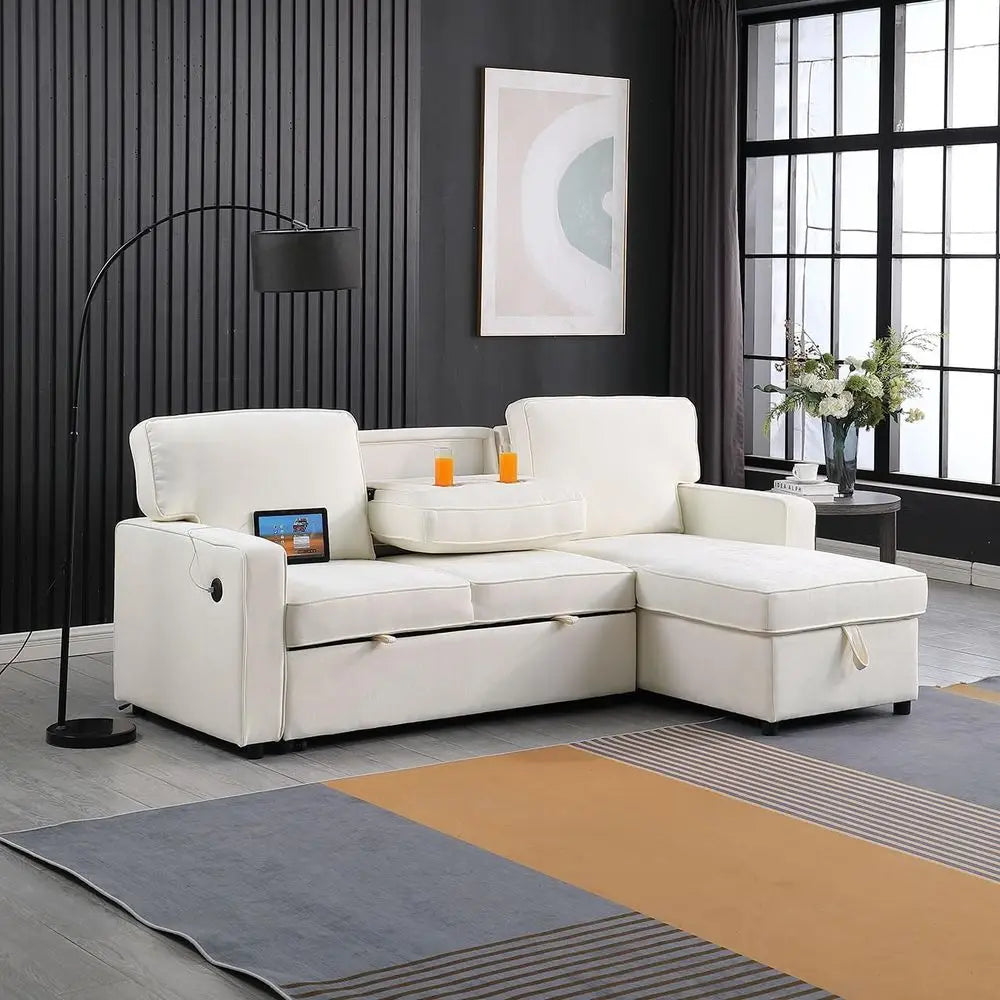 GUOHE Luxury Chenille 2 In 1 Sleeper Sofa With Storage