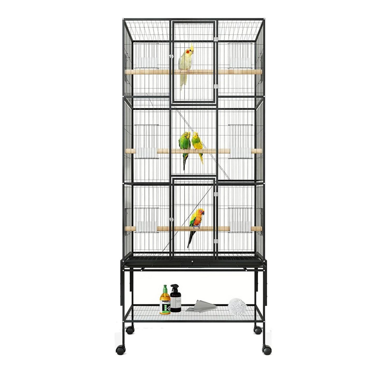 HiMISSCN Large Bird Cage With Rolling Storage Stands For Parrot