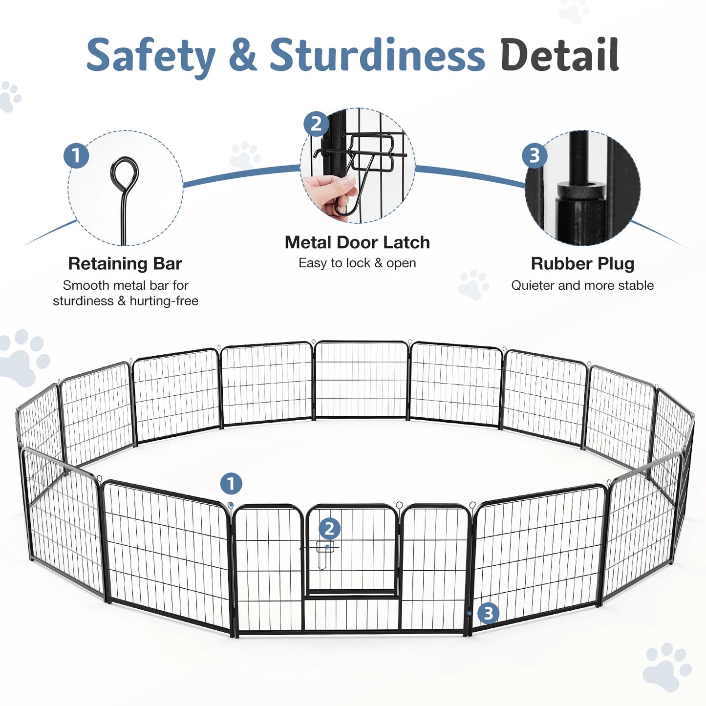 JHK Foldable Dog Playpen Iron Fence for Outdoor Yard