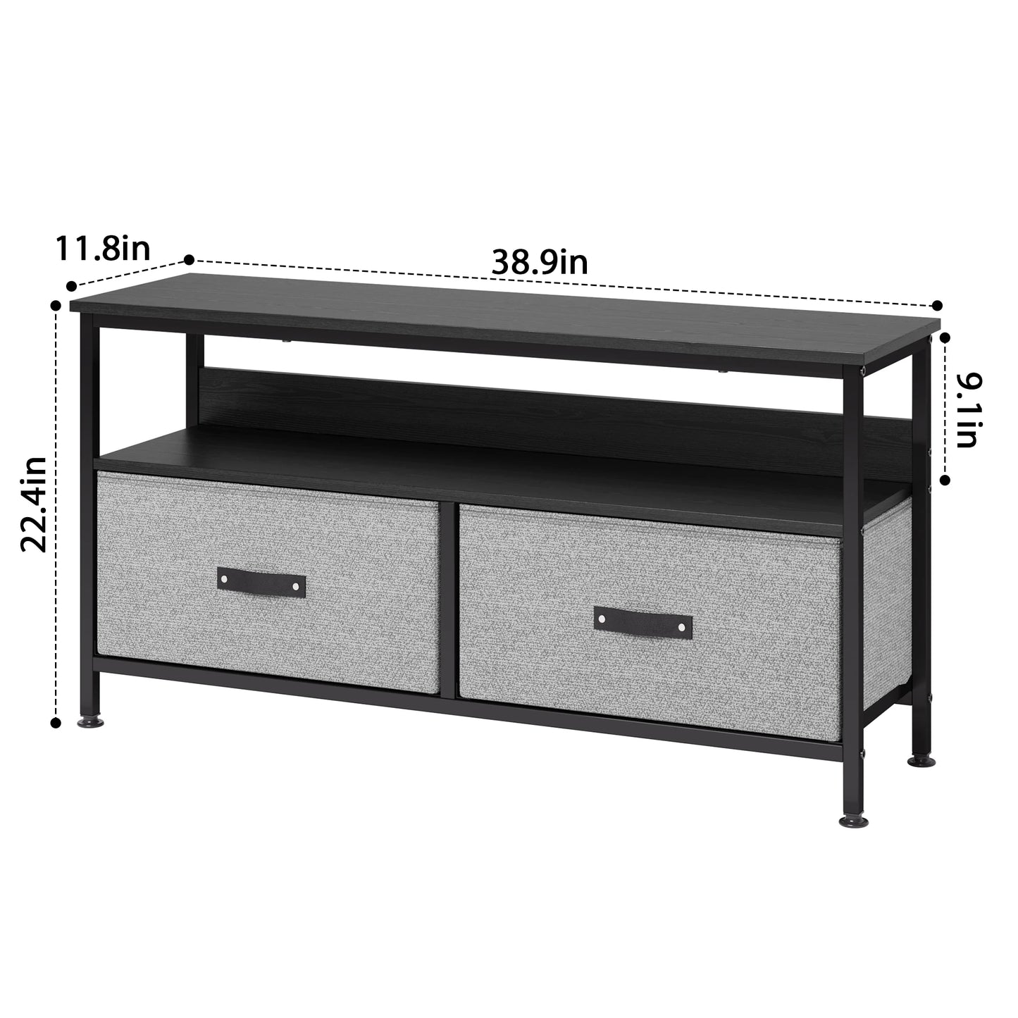 TV Console Dresser With Storage And Open Shelf 2-Drawer Entertainment Center