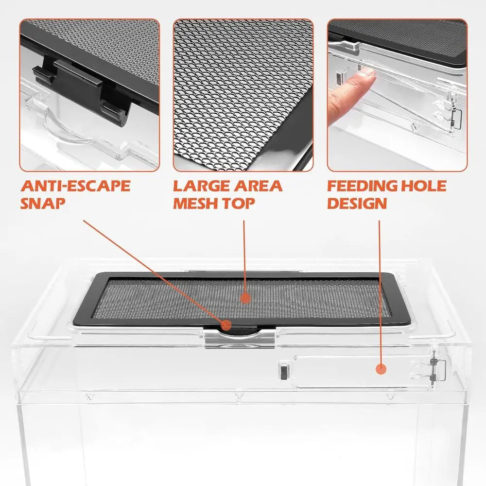 Terrarium Starter Kit For Reptiles With Mesh Top And Lockable Doors
