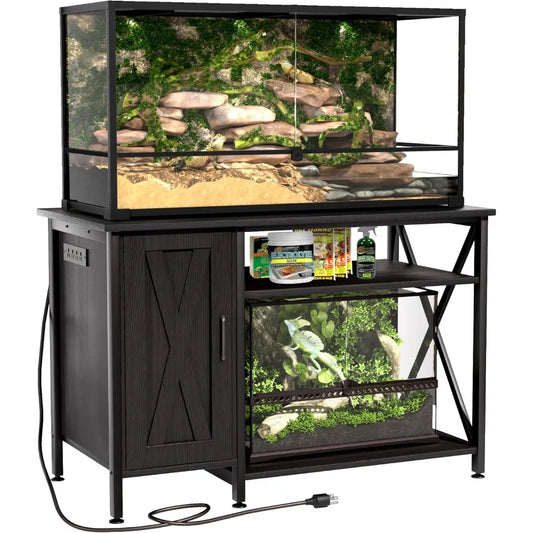 Reptile Terrarium Stand With Power Outlet And Cabinet