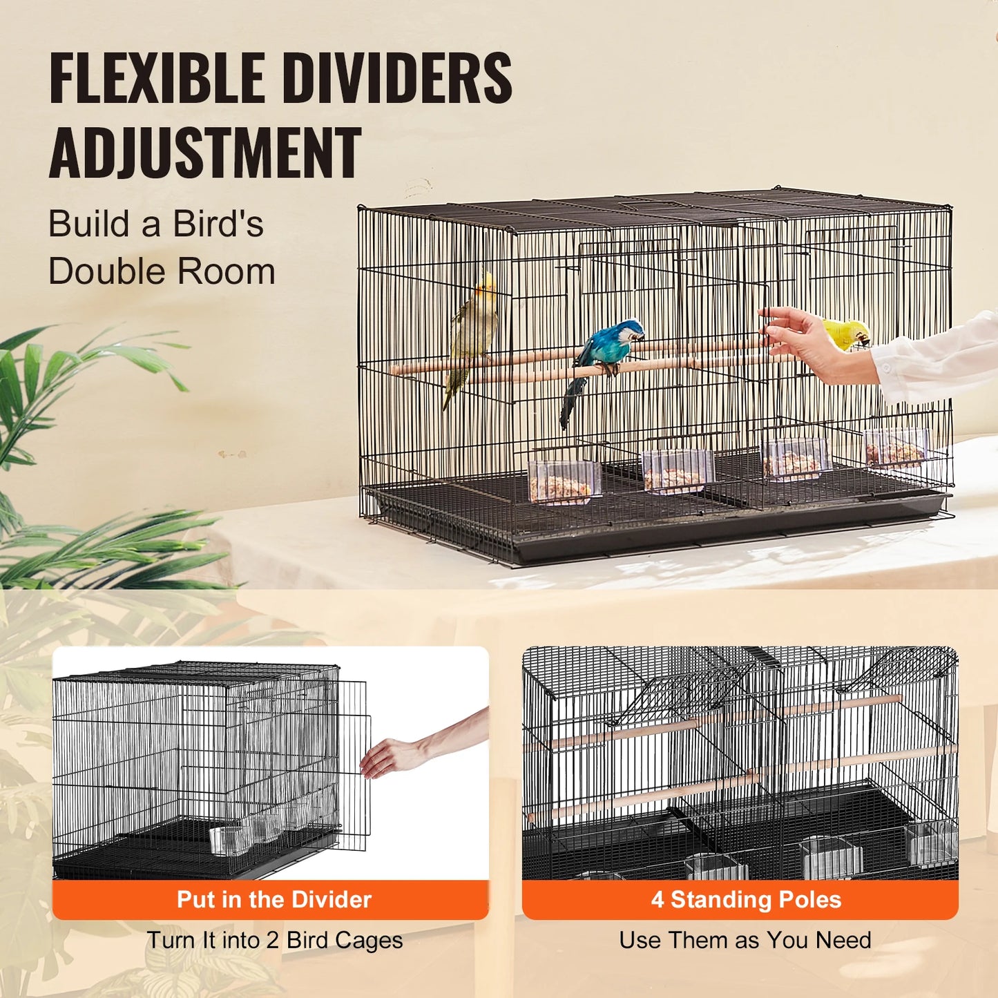 SucceBuy Flight Bird Cage With Divider For Travel And Pets