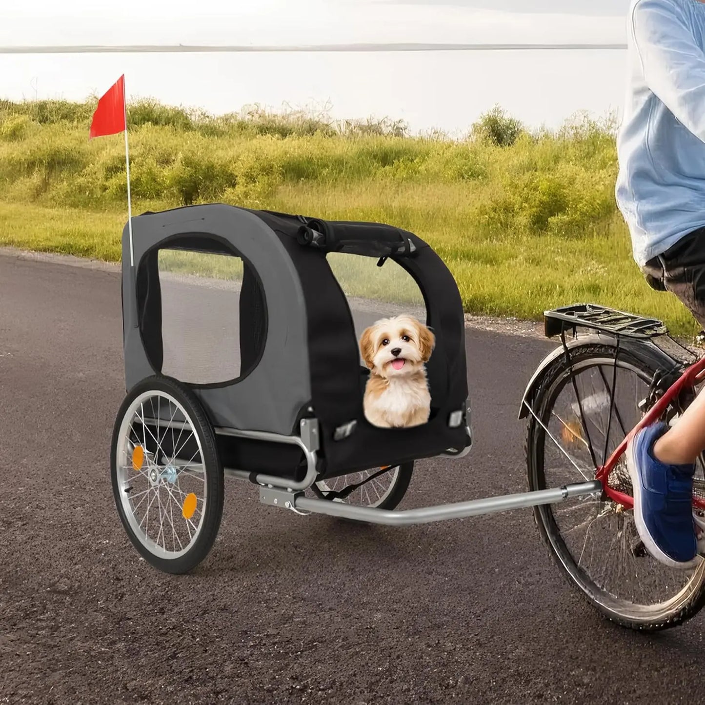 HiMISS Steel Dog Bike Trailer Folding Universal Pet Cart