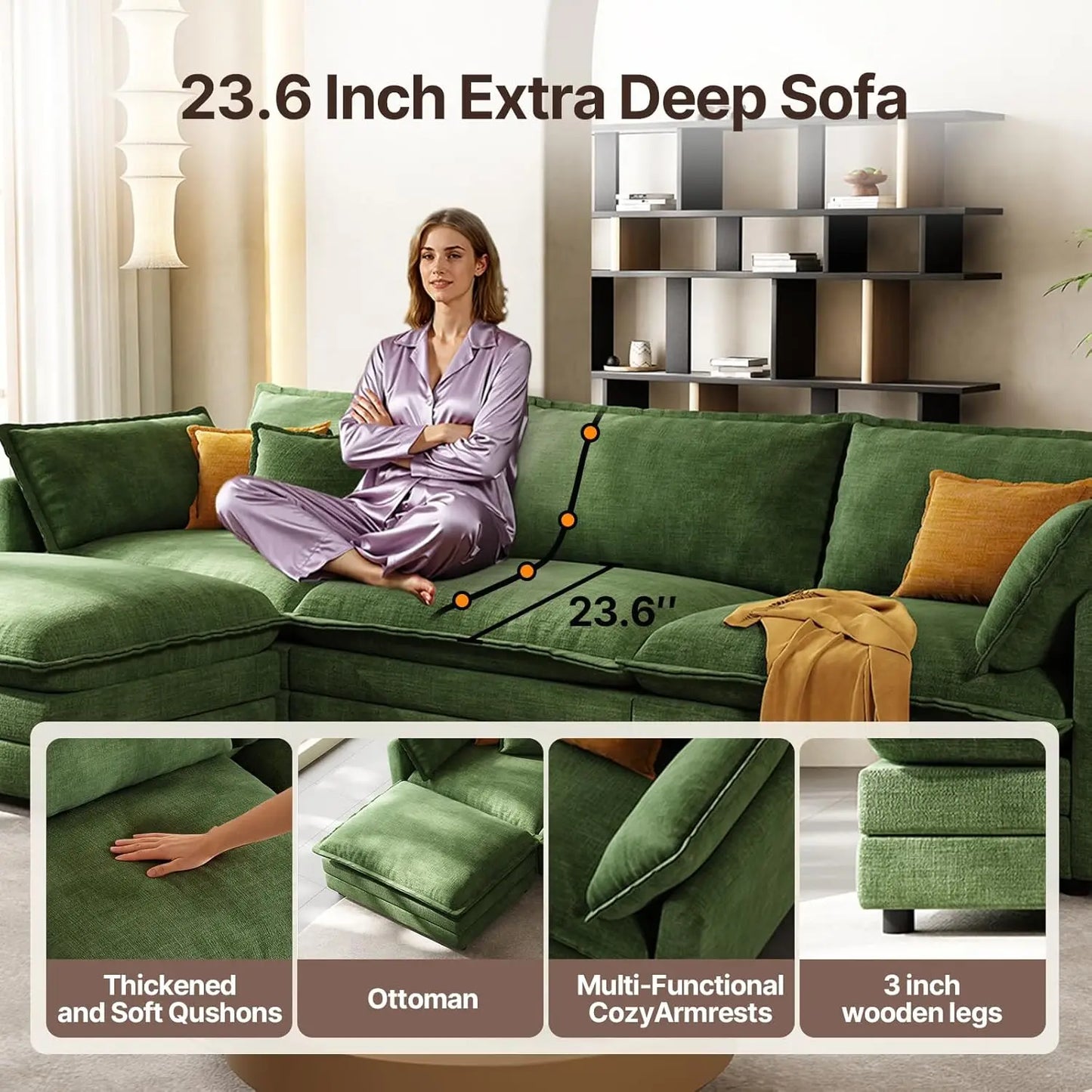 Modular Sectional Sofa With Movable Ottoman L Shaped Furniture