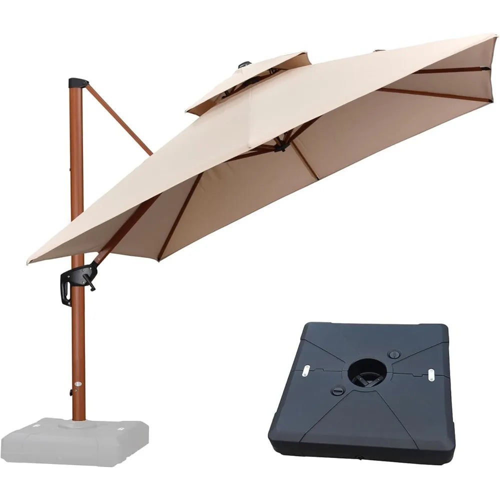 MKDK Patio Umbrella With Base Square Cantilever Windproof
