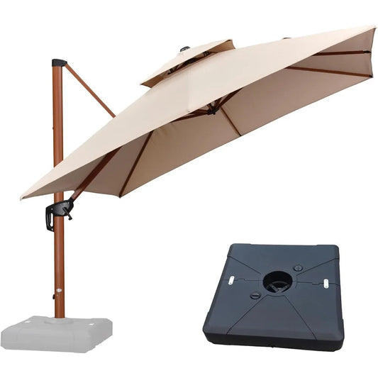 MKDK Patio Umbrella With Base Square Cantilever Windproof