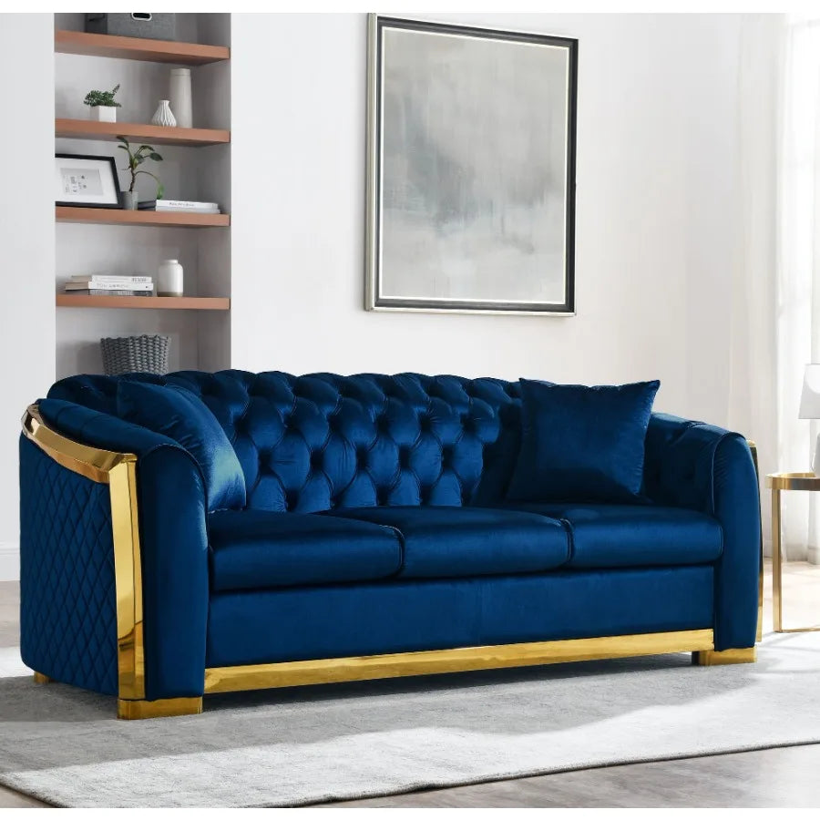 Velvet Chesterfield Sofa Set Luxury Tufted Collection