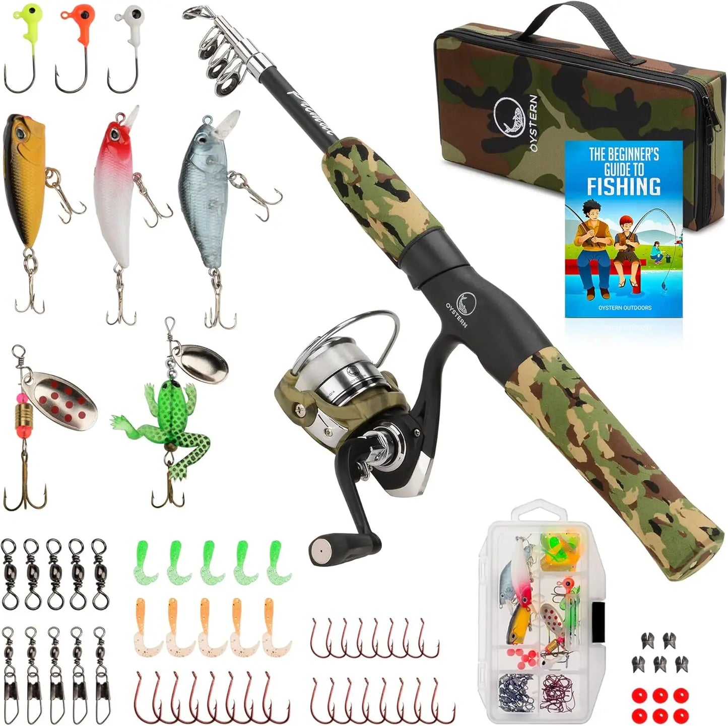 Kids Telescopic Fishing Pole Kit With Reel Tackle Bag
