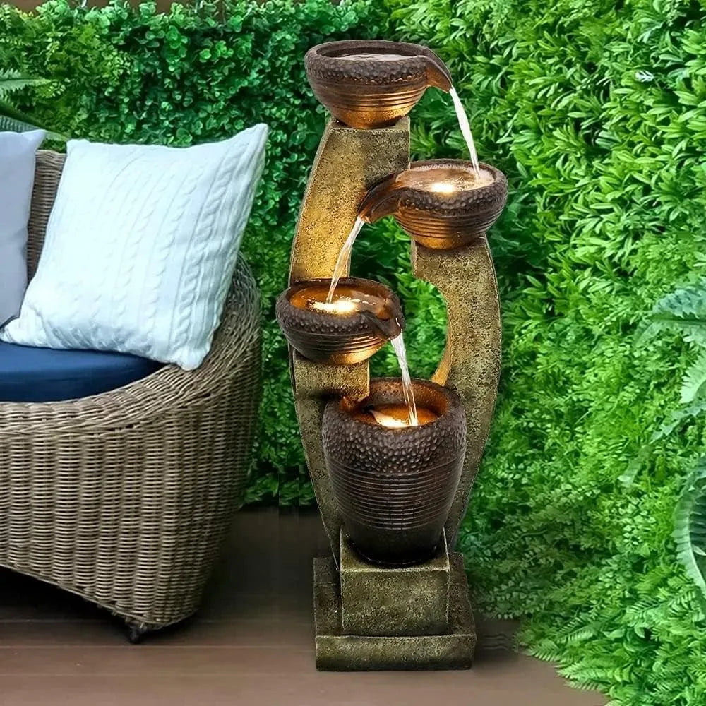 Overstock Illuminated Indoor Water Fountain With Cascading Waterfall Home Decor