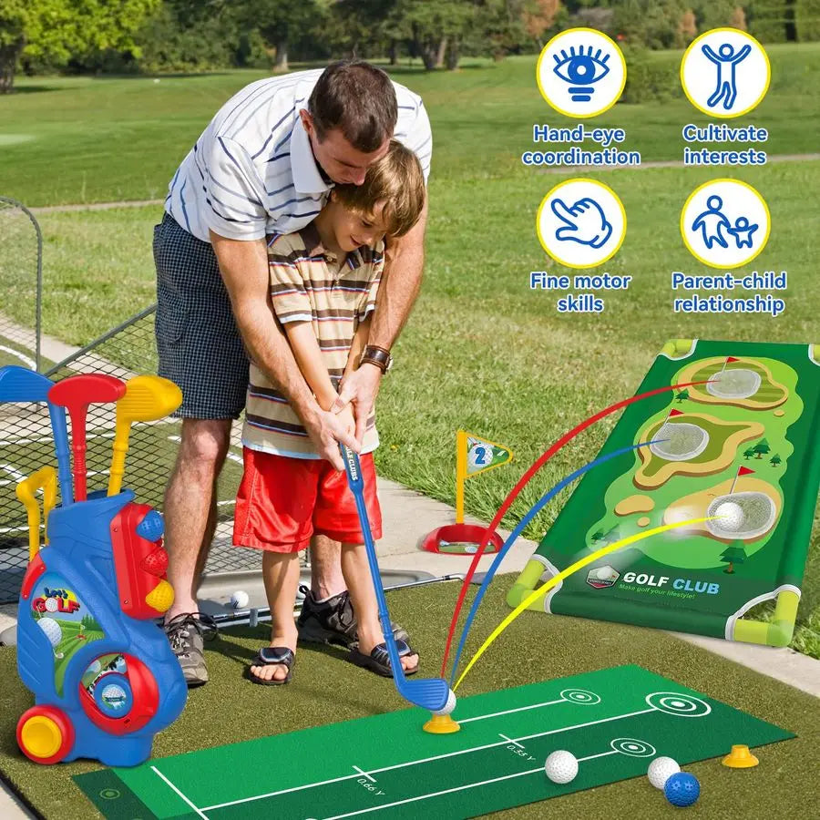 Toddler Golf Set Indoor Putting Mat Cornhole Board