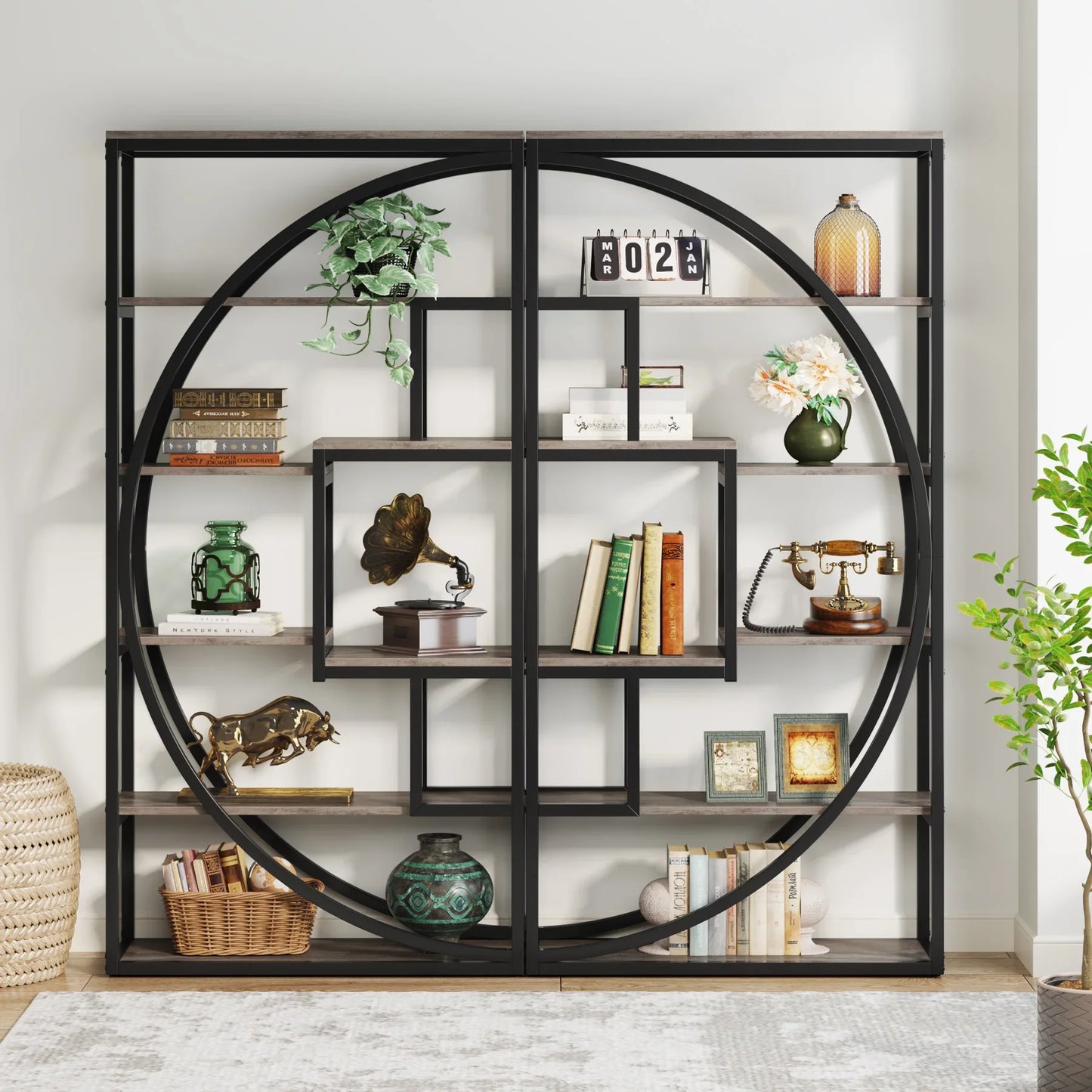 Tribesigns Industrial 5 Tier Etagere Bookcase for Living Room
