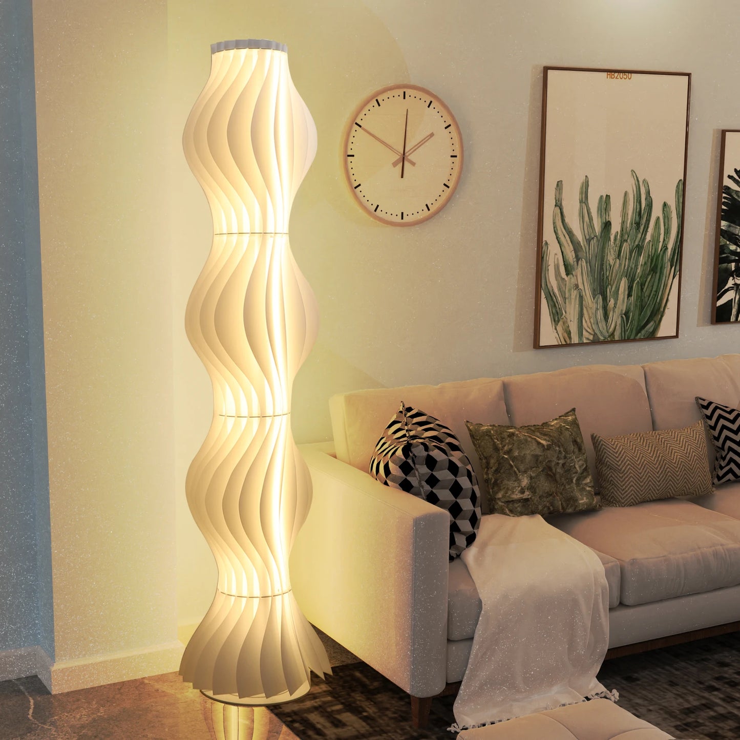 Nordic Style Floor Lamp With Pleated Lampshade Ambient Light