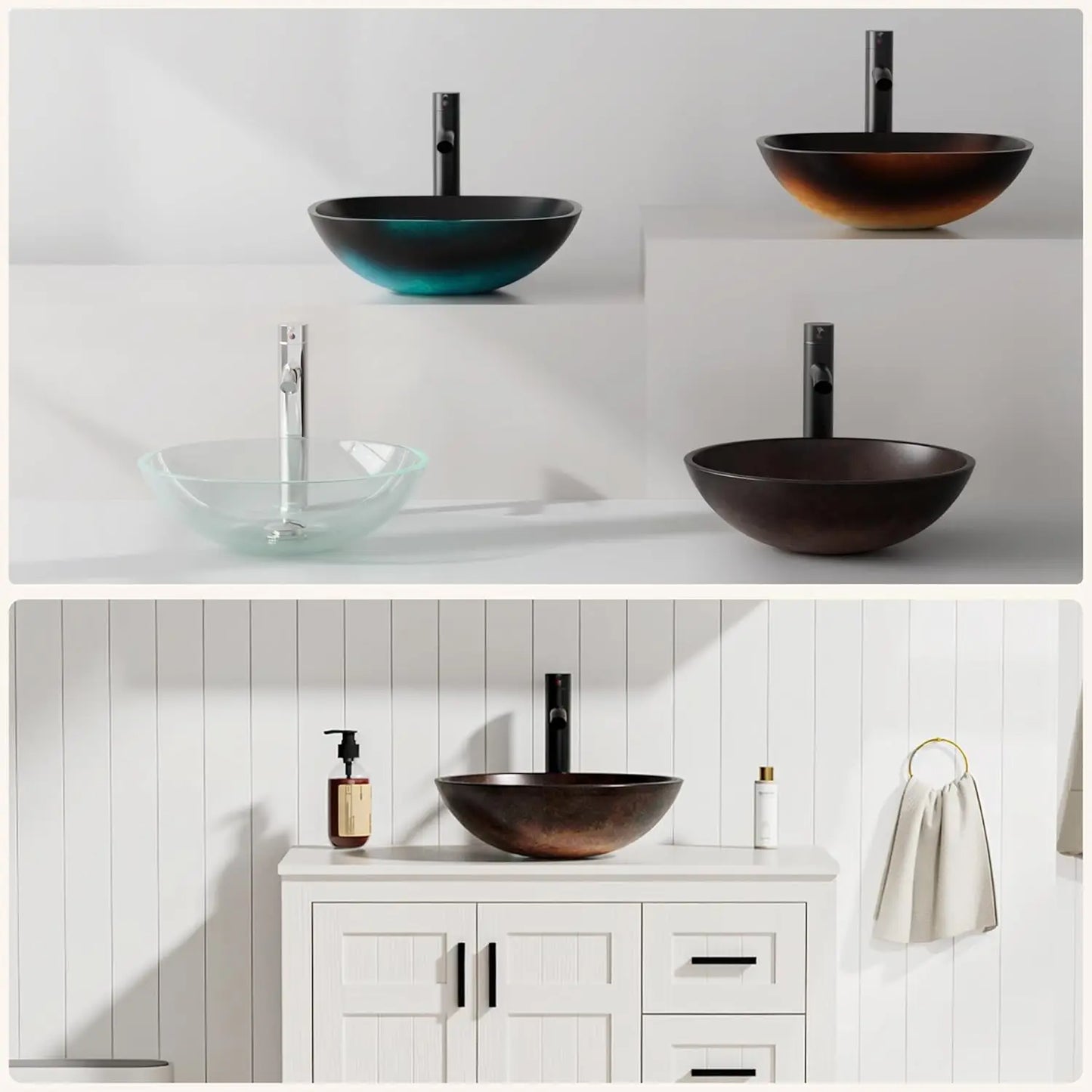 Modern Freestanding Bathroom Vanity Sink Cabinet With Vessel Top