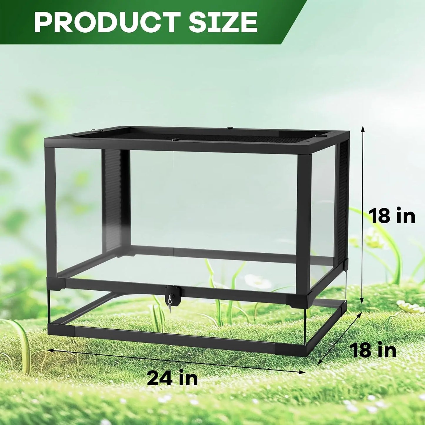 HiMISSH Reptile Glass Terrarium With Top And Side Screen Ventilation