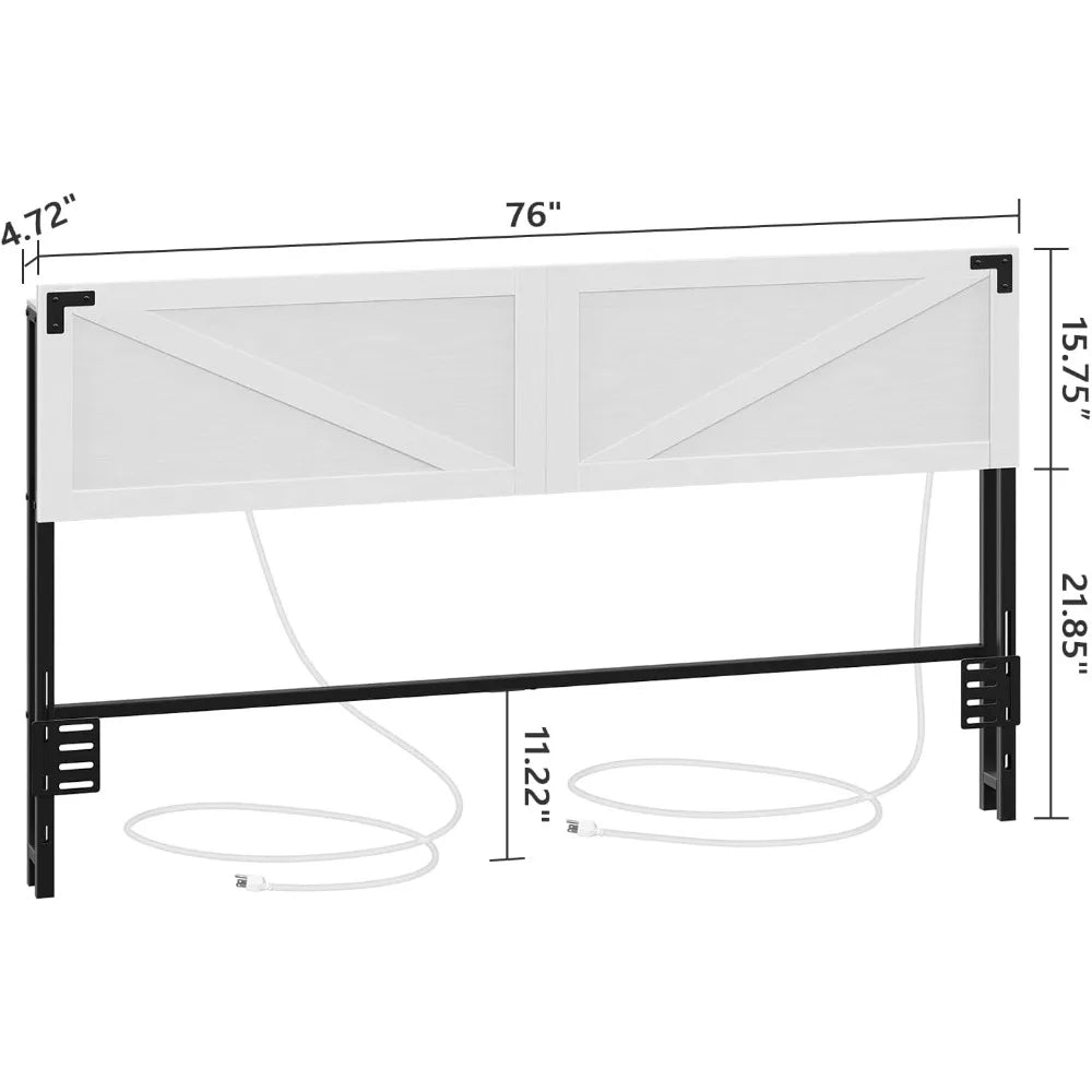 DAFIFY Farmhouse Headboard With 2 Outlets And 4 USB Ports