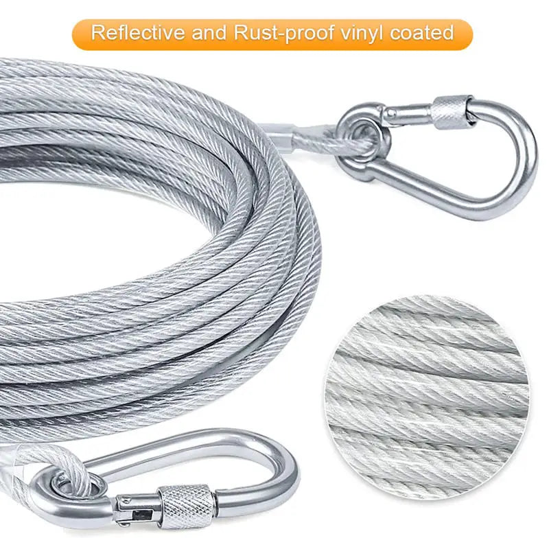 Double Headed Dog Tie Out Cable Leash Stainless Steel Buckle