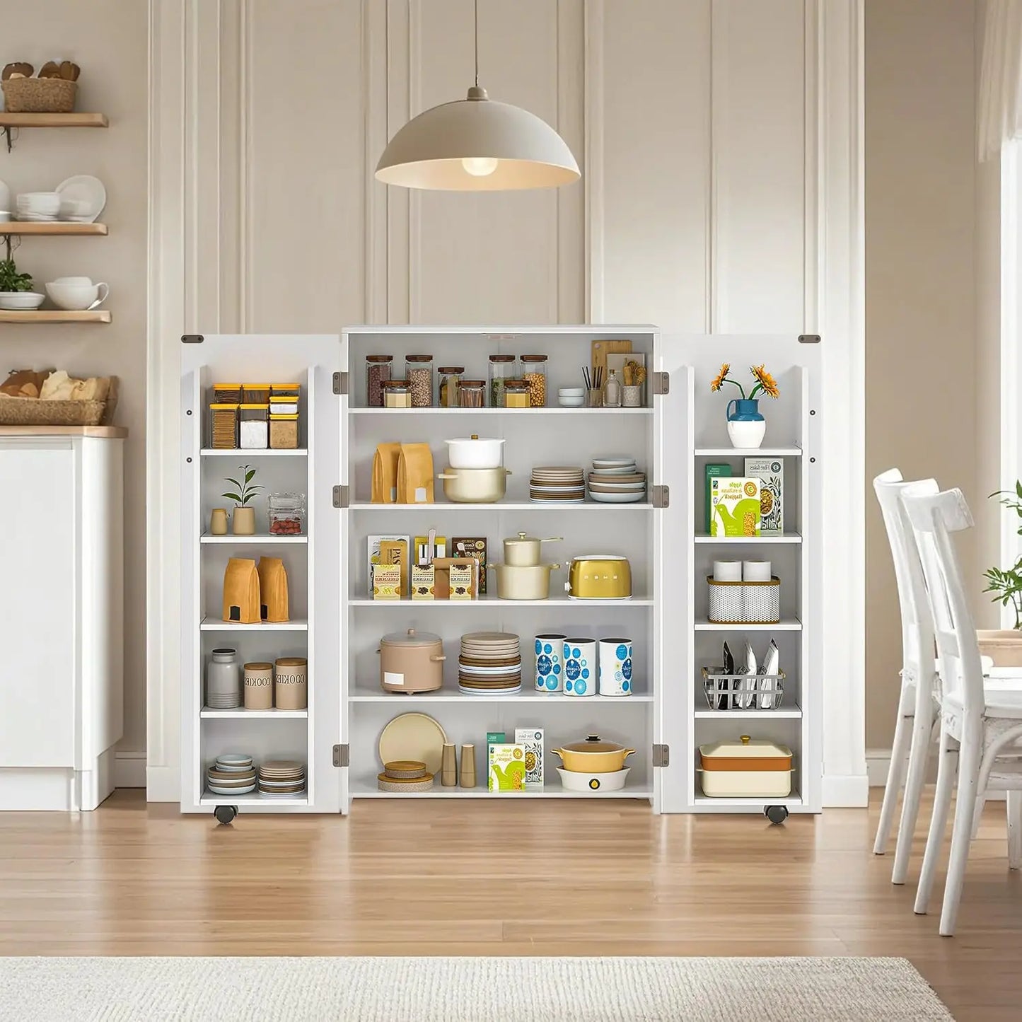 Kitchen Pantry Storage Cabinet With Adjustable Shelves Freestanding