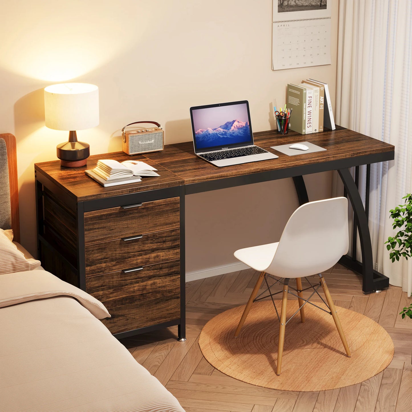 Tribesigns PC Desk With 3 Drawers and Reversible Drawers
