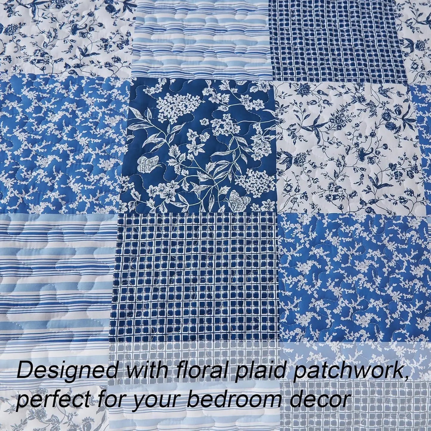 Floral Reversible Quilt Set 3 Piece Microfiber Bedspread