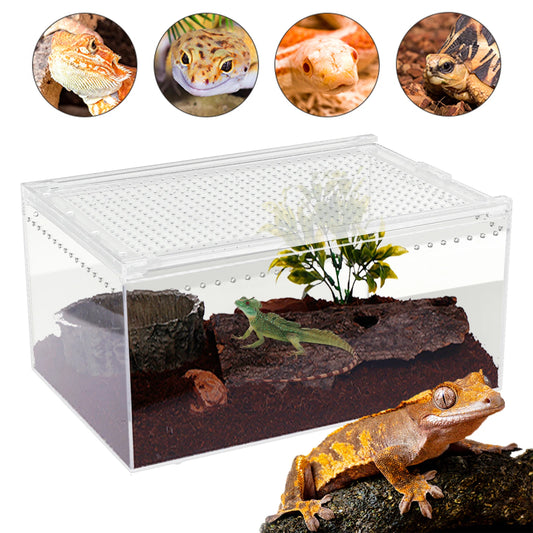 Bymaocar Clear Acrylic Reptile Terrarium Stackable With Magnetic Lock