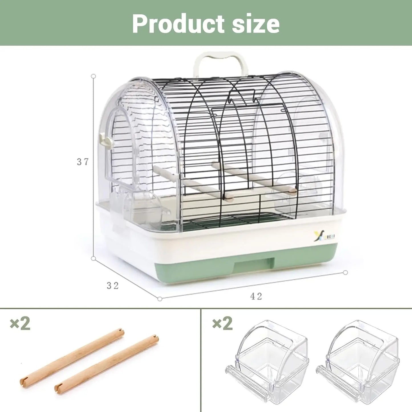 TWISTER Metal Plastic Transparent Bird Cage Panoramic Portable Outdoor