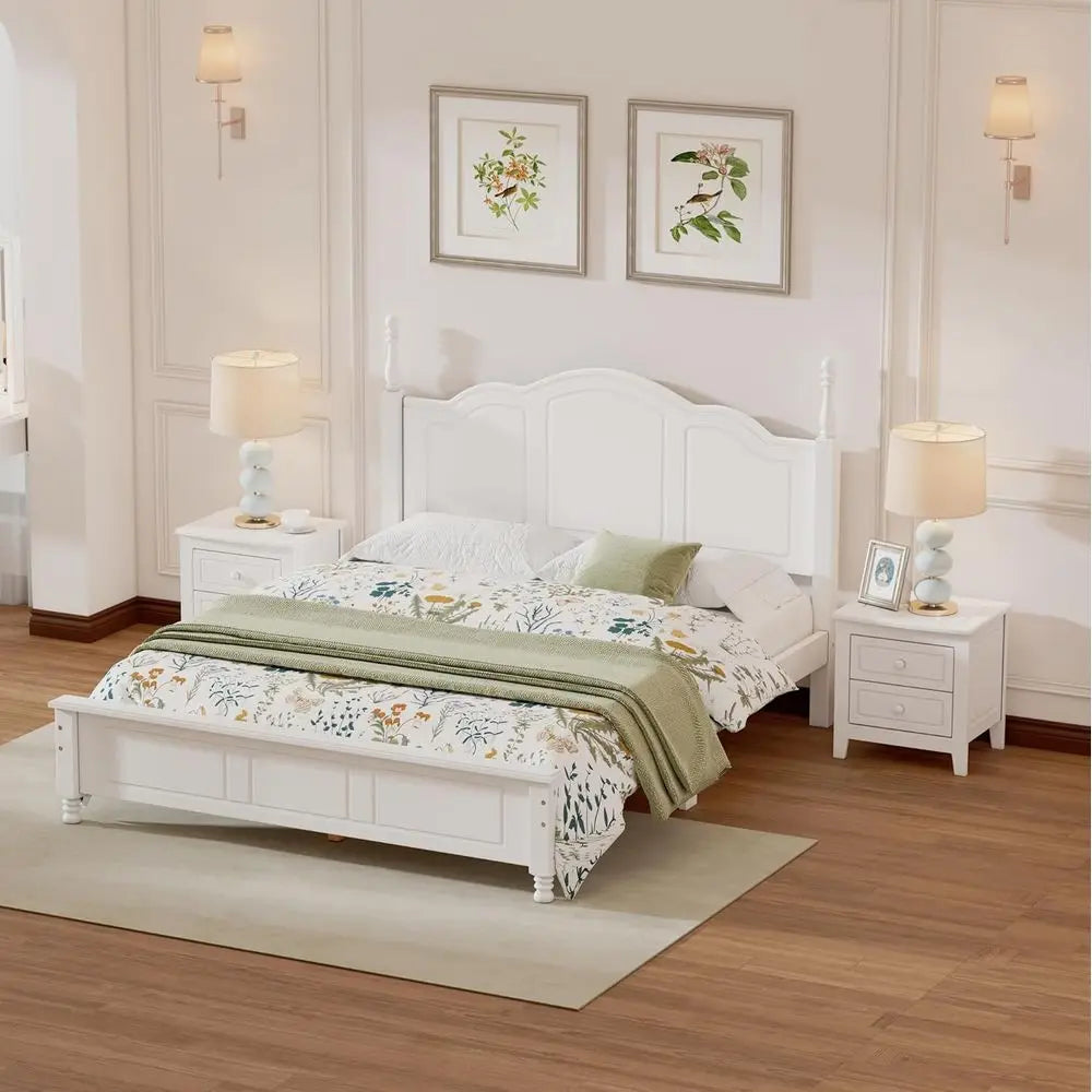 3-Piece Bedroom Set With Platform Bed And Two Nightstands