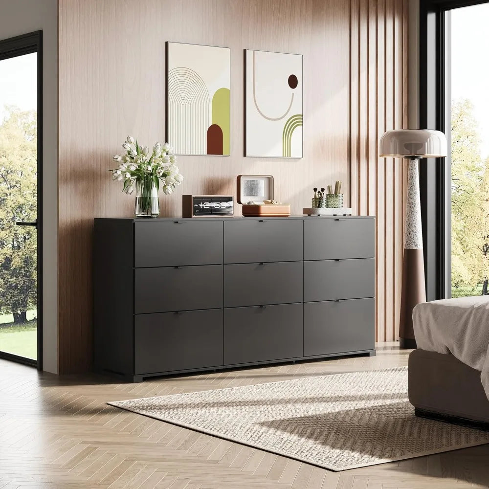 9 Drawer Dressers Modern Wood Chest With Metal Handles