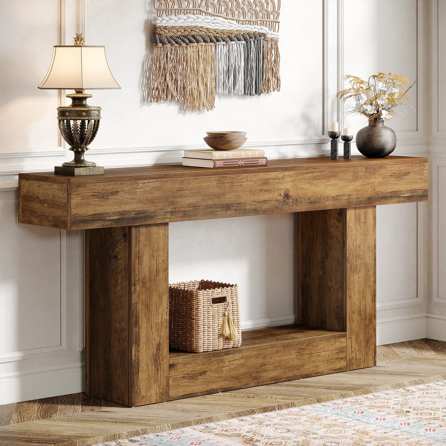 Tribesigns Farmhouse Console Table With U Shaped Base