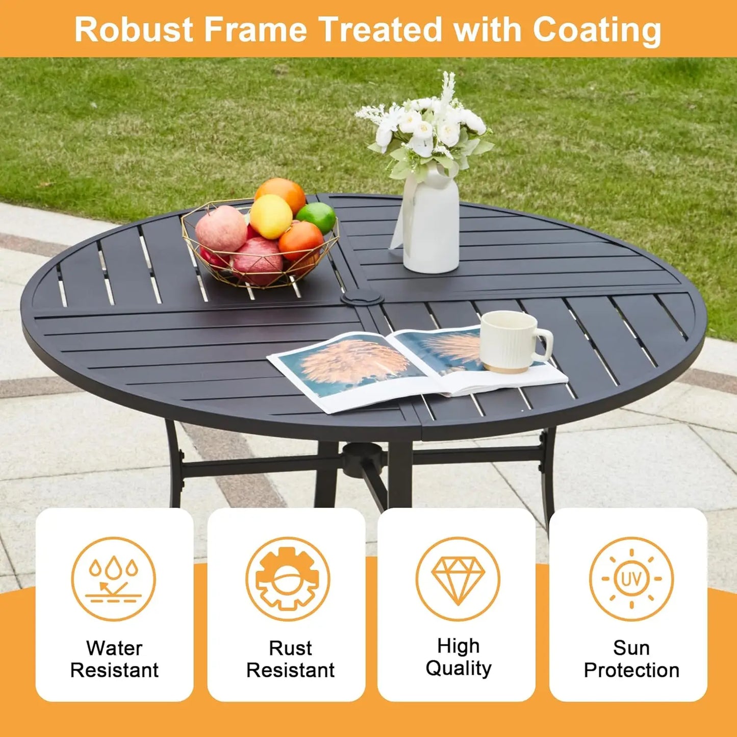 5-Piece Round Patio Dining Set With Aluminum Table And Chairs