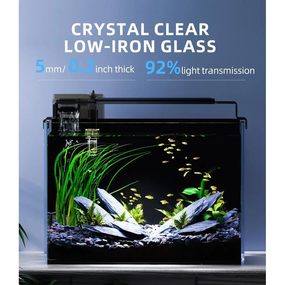 Rimless Betta Aquarium Kit With Self-Cleaning Filter Heater LED Light