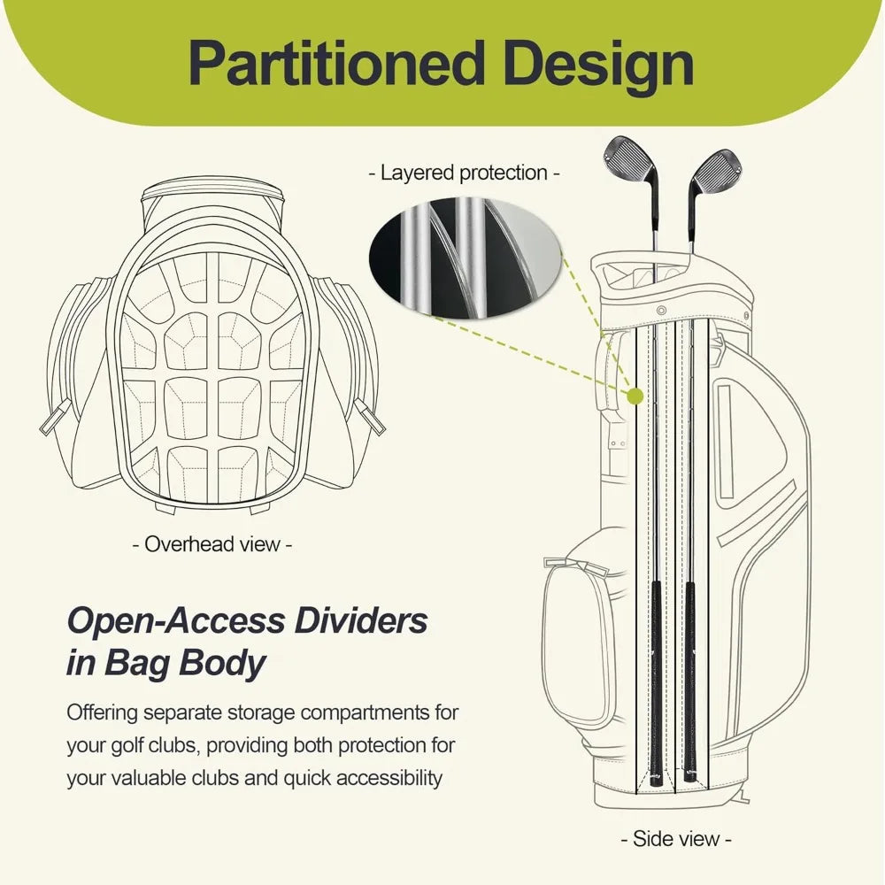 YTYIN 14 Way Golf Stand Bag With Ergonomic Top Dividers And 10 Pockets