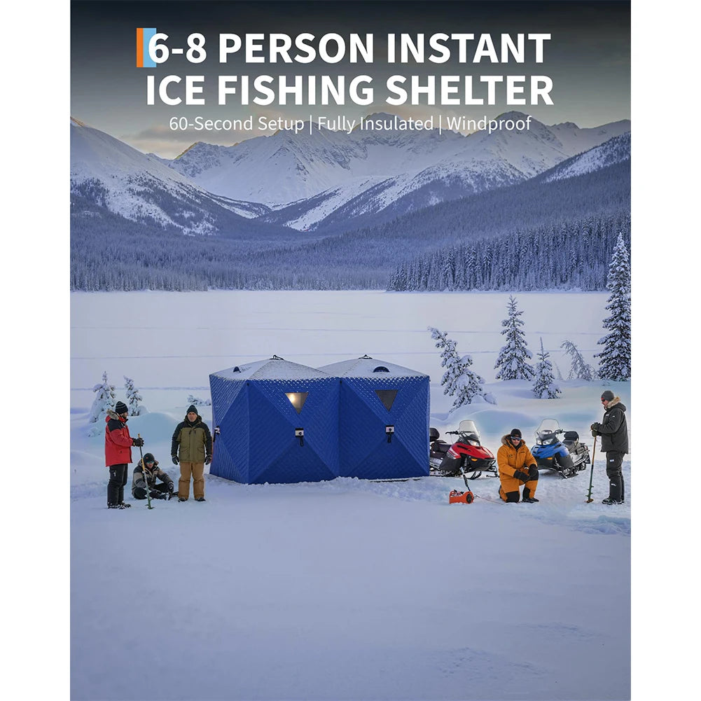 Insulated Fishing Shelter Pop Up Thermal Hub Tent For Eight