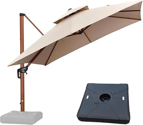 MKDK Patio Umbrella With Base Square Cantilever Windproof