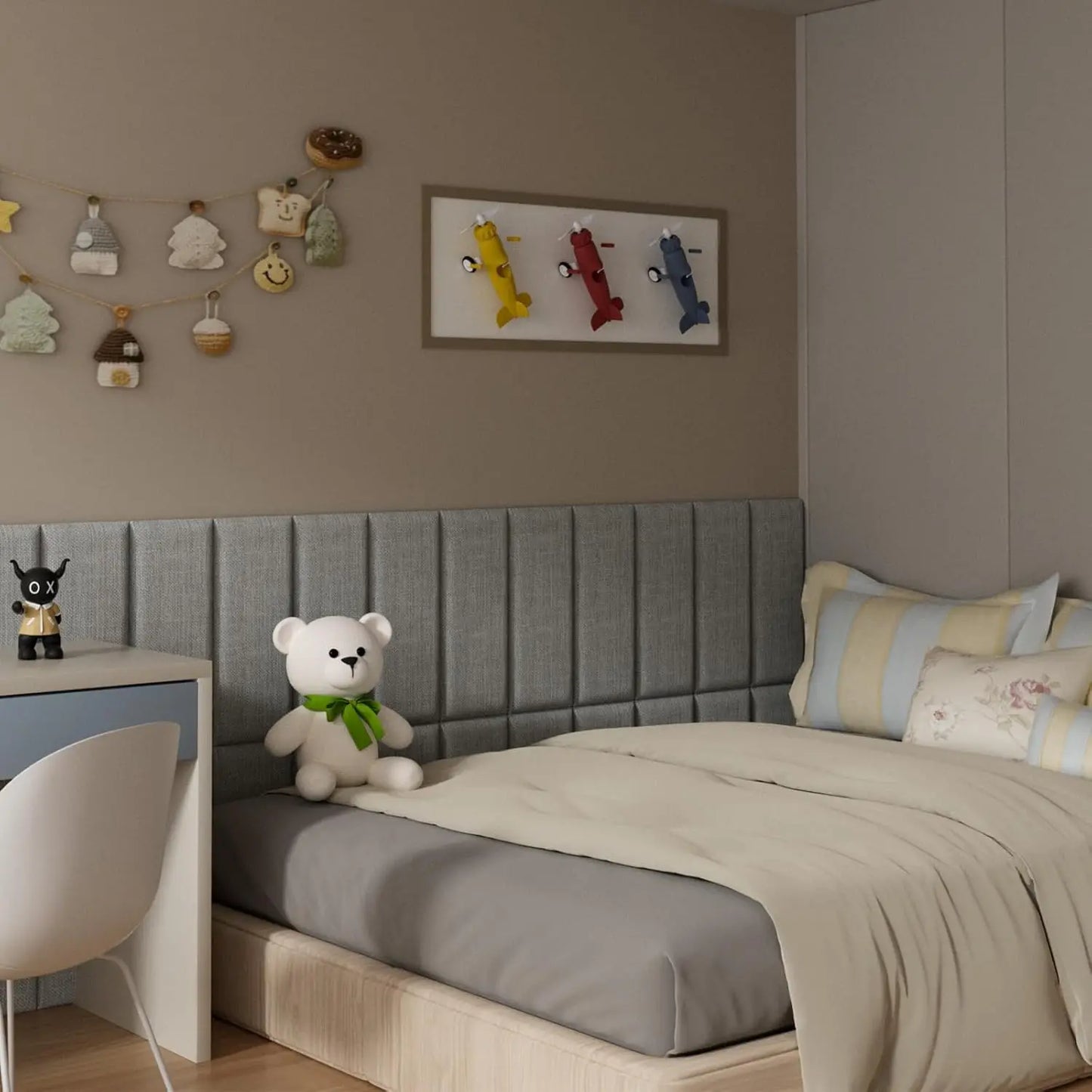 Peel and Stick Wall Headboard Terry Cloth Panels Set 4