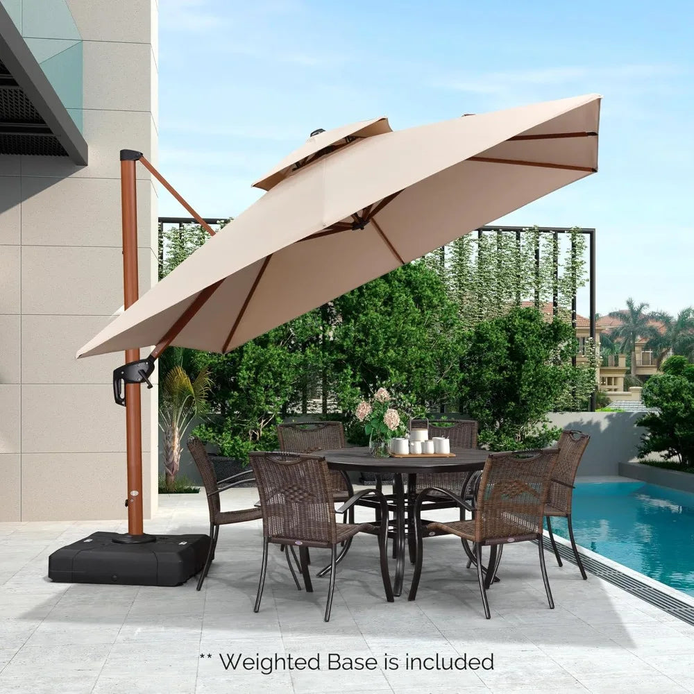 MKDK Patio Umbrella With Base Square Cantilever Windproof