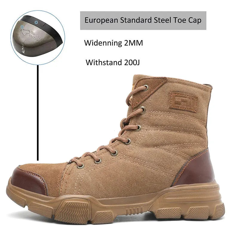 SUADEX Steel Toe Work Boots For Men Indestructible Desert Safety Boots