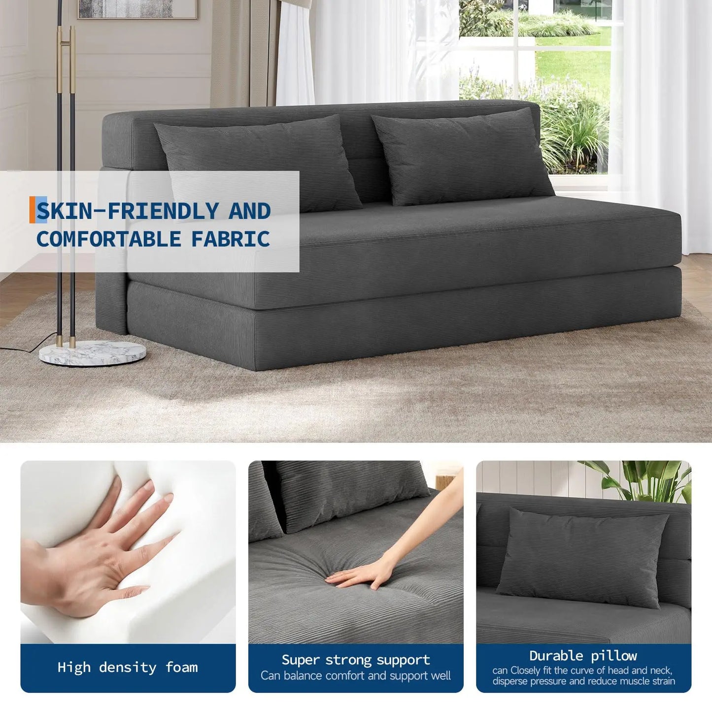 HobbyLane 4-in-1 Folding Sofa Bed Convertible Sleeper