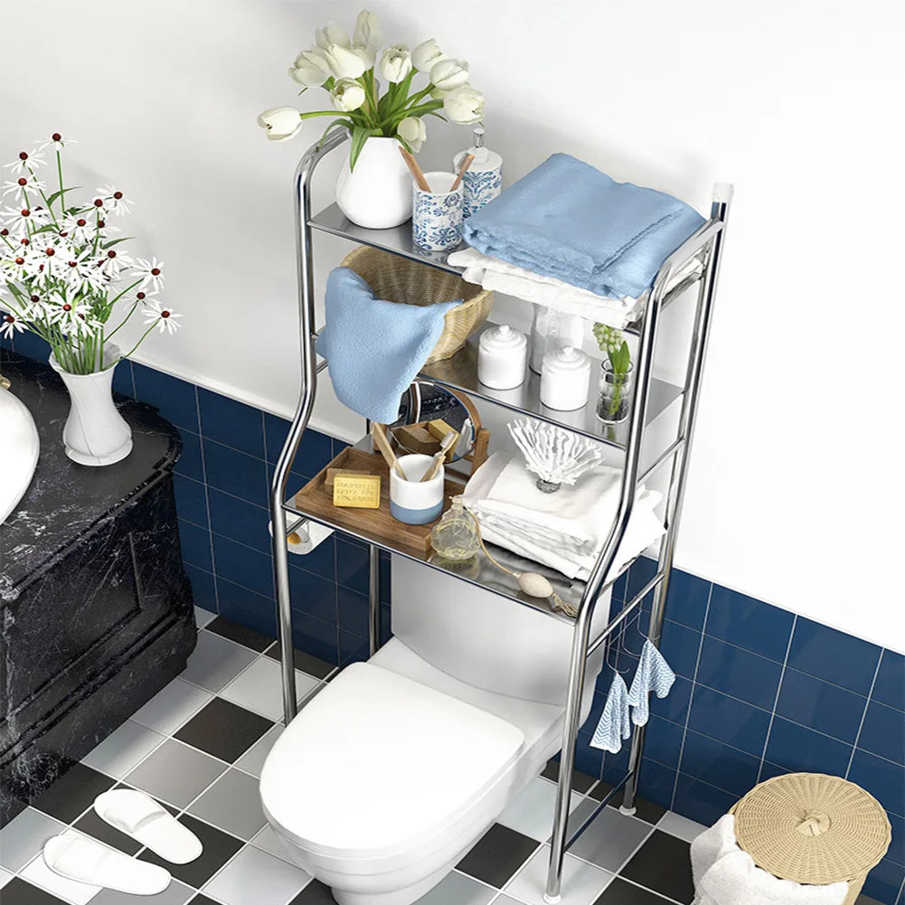 Studyset Over Toilet Storage Shelf Two Tier Freestanding Metal Bathroom