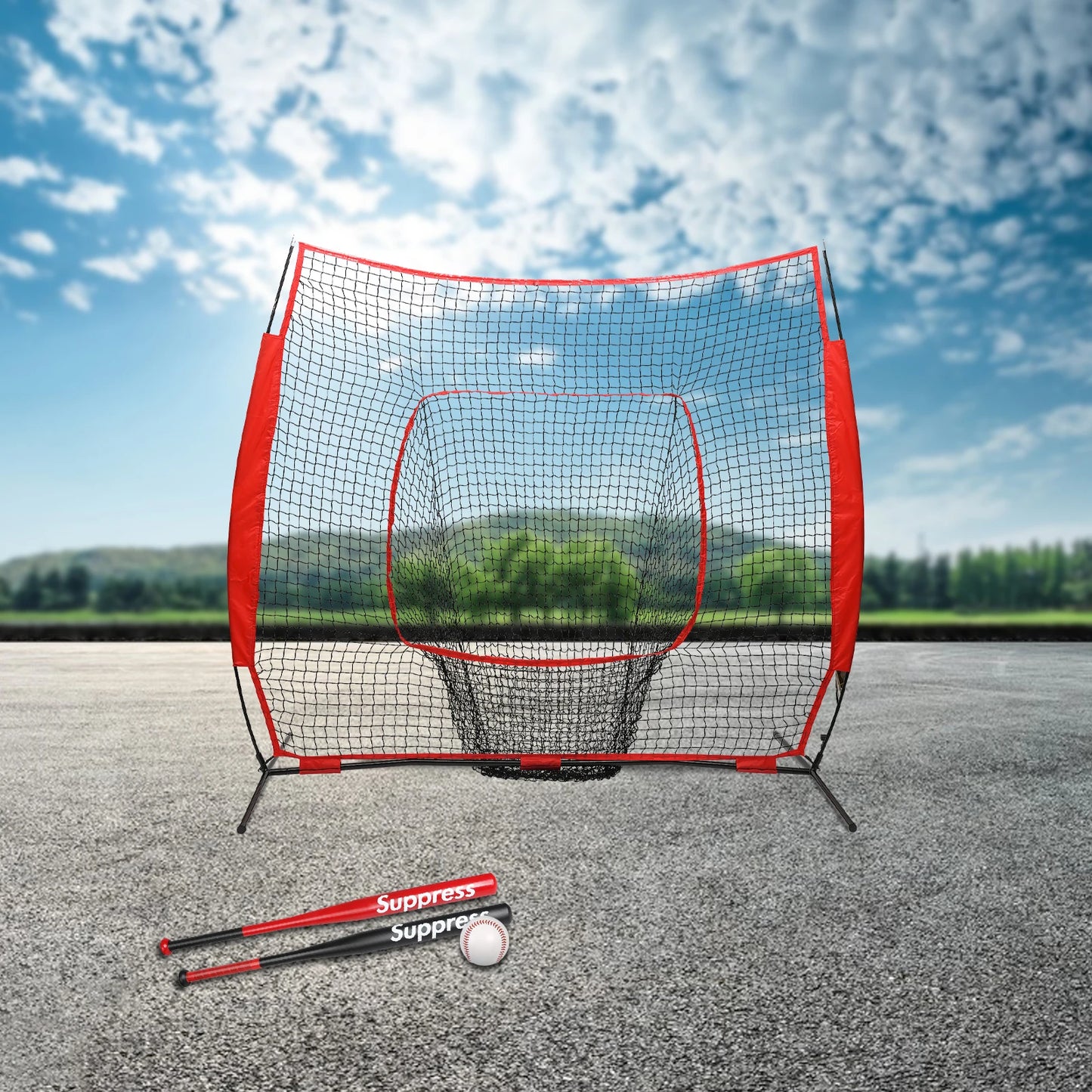 Baseball Softball Hitting Pitching Net Backstop With Carry Bag